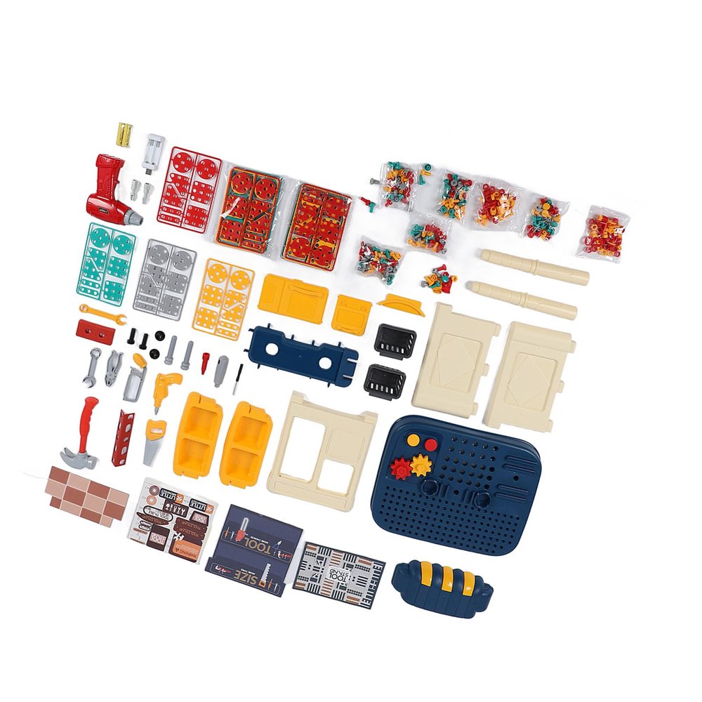 Hamwesh Mosaic Drill Set, Plastic Lifelike Simulation Electric Drill with Double Sided Toy Tool Set for Kids
