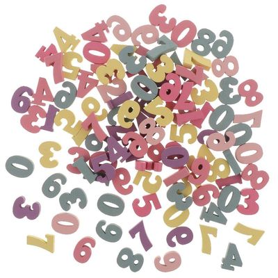 100Pcs Complete 0-9 Wood Numbers Craft Home Decoration Wedding Birthday