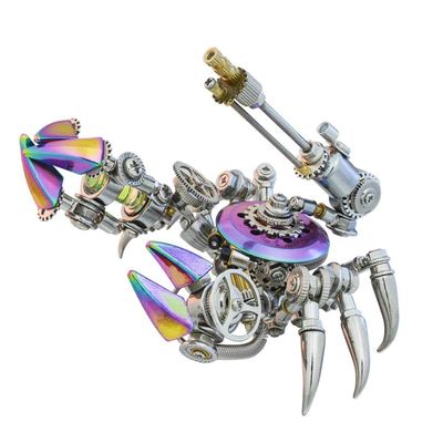 3D Metal Puzzle for Adults, 280Pcs 3D DIY Mechanical Steampunk Domineering Crab Model Kits with LED Lights, Creative Art Ornament for Home & Office