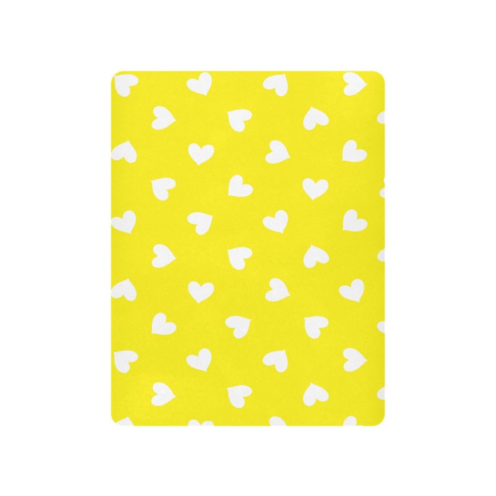 Hearts Bright Yellow Fitted Crib Sheet for Boys Girls Baby Mini Crib Sheets for Toddler Mattresses,39 x 27 in