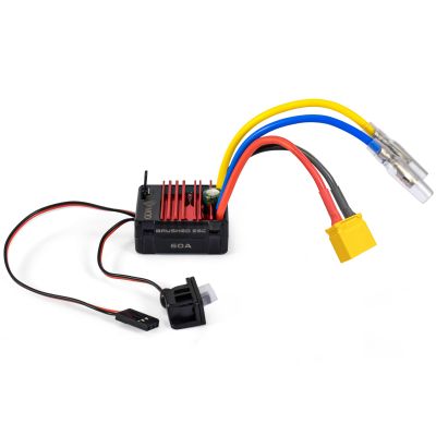 2026 New 60A Brushed 2-3S Waterproof ESC, Electronic Speed Controller with Power Witch, WP 1060 RC ESC for 1/10 Scale RC Crawler Car, Boats, Truck (XT60 Plug)