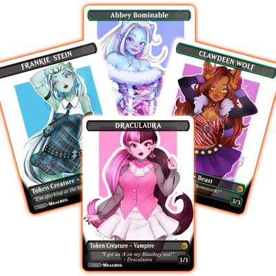 SliverCreations Magic The Gathering [Monster High Token Set] Abbey | Clawdeen | Frankie | Draculaura + Bonus (Art by Mealbug)