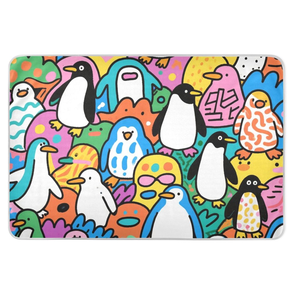 Cute and Colorful Cartoon Penguins Extra Large Resuable Potty Training Pad Waterproof Washable Sheet Cover Underpads Breathable Toddler Bedding Products for Kids Adults Pets , 52" L x 34" W