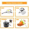 100Pcs Kitchen Playset, Kids Pretend Cooking Play Pots, Pans, Utensils, Cookware, Toy Food Fruits Veggies, with 2 Large Apple - Shaped Storage, Toddler Cooking Learning Gift (White) view 4