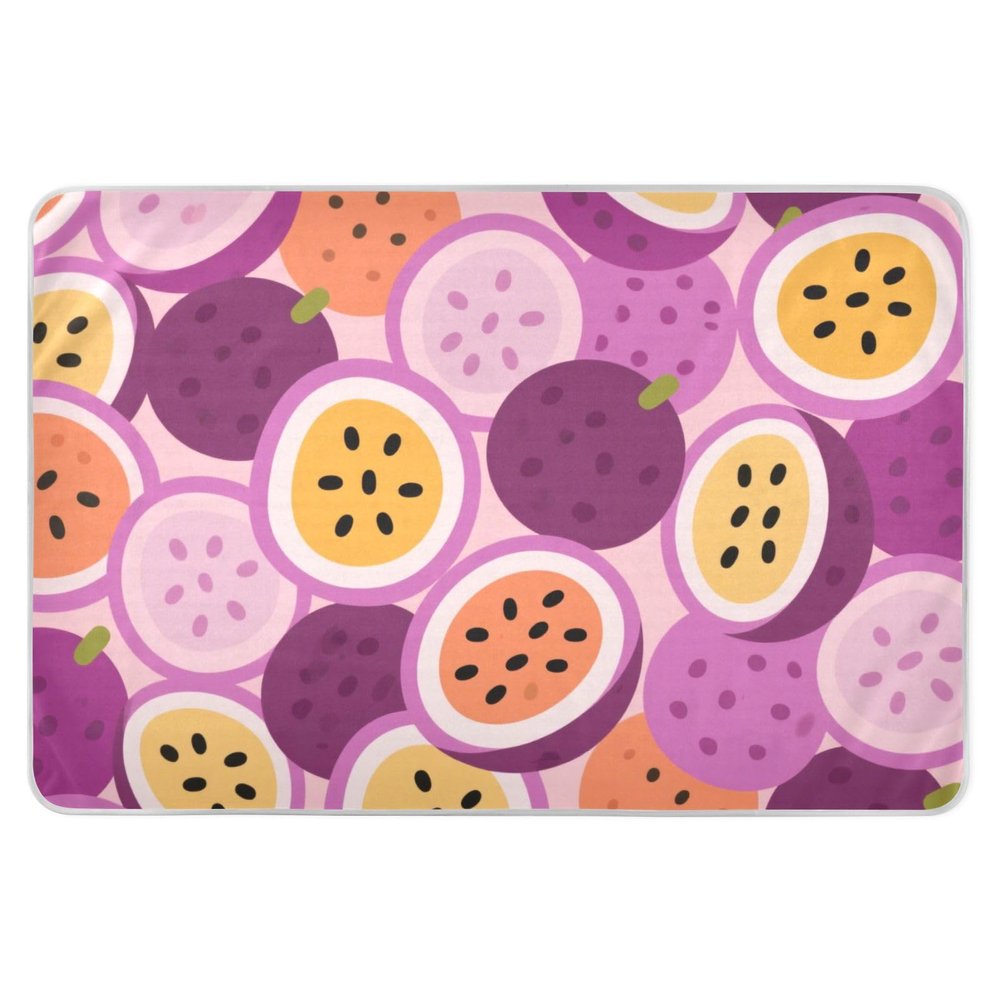 Cartoon Cute Passion Fruit Purple Extra Large Resuable Bed Underpads Waterproof Washable Diaper Changing Pad Slip-Resistant Travel Mattress for Kids Adults Pets , 52" L x 34" W