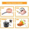 100Pcs Kitchen Playset, Kids Pretend Cooking Play Pots, Pans, Utensils, Cookware, Toy Food Fruits Veggies, with 2 Large Apple - Shaped Storage, Toddler Cooking Learning Gift(Pink) view 4