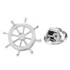 Ship Steering Wheel Collar Lapel Badge Marine Charms Brass 0.75x0.75 Inch view 1