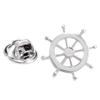 Ship Steering Wheel Collar Lapel Badge Marine Charms Brass 0.75x0.75 Inch view 3