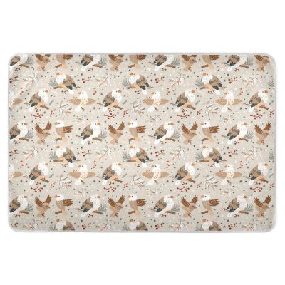 Beige Playful Birds Extra Large Resuable Toddler Mattress Pads Water Resistant Sheet Cover Underpads Portable Bed Liners for Toddler Kids , 52" L x 34" W