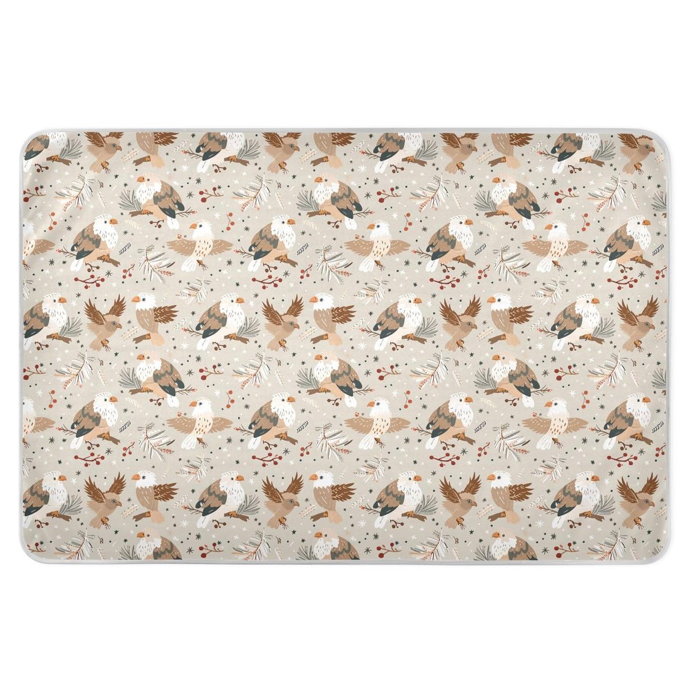 Beige Playful Birds Extra Large Resuable Toddler Mattress Pads Water Resistant Sheet Cover Underpads Portable Bed Liners for Toddler Kids , 52" L x 34" W