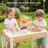 Woodtoe Sand and Water Table for Toddlers, Wooden Sensory Play Activity Table with Dinosaur Puzzle, 2 Collapsible Bins, Acrylic Board & Water Track Toys, Montessori Kids Tables Learning Toy for Age 3+ view 3