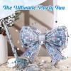 Arrowbash Disco Shiny Bow Piata Set 15 Inch Glossy Sparkling Bow Piata with Bat Blindfold and Confetti for Birthday Wedding Decorations Holiday Disco Party Supplies view 3