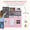 Costzon Kids Kitchen Playset, Large Wooden Chef Cooking Toy Set w/Real Sounds & Lights, Microwave, Blackboard, Oven, Ice Maker, Dishwasher, Play Phone, Utensils, Play Kitchen for Kids Ages 3+ (Pink) view 4