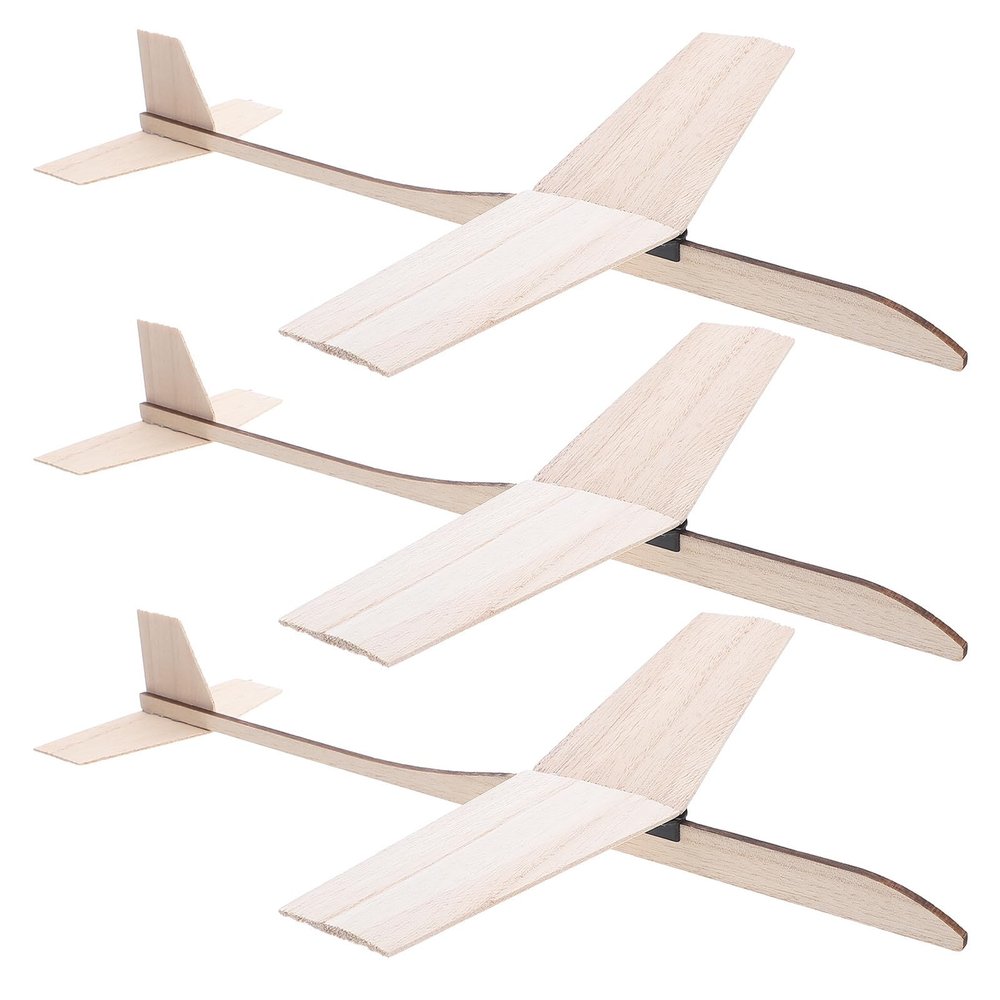 Abaodam 3pcs 3D Wooden Airplane: School Crafts Unfinished Wood Glider Plane Model for Kids Adults Toddler Christmas Halloween Party Supplies