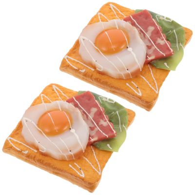 BESPORTBLE 2pcs Realistic Fake Bread: Faux Decorative Food - PU Artificial Fried Egg Toast Model - Display Food Props for Bakery Decor Cafe Restaurant Photography