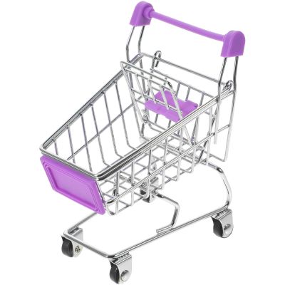 Angoily Novelty Mini Shopping Cart Organizer, Random Color Desktop Storage Basket for Office Supplies And Home Dcor 4. 33 X 3. 93 X 3. 14 Inches