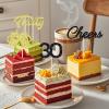 24 Pcs Cheers and Beers to 30 Years Cupcake Toppers Gold Glitter Beer Mug 30th Birthday 30 & Fabulous Thirty Anniversary Party Cake Decorations Supplies view 2