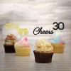 24 Pcs Cheers and Beers to 30 Years Cupcake Toppers Gold Glitter Beer Mug 30th Birthday 30 & Fabulous Thirty Anniversary Party Cake Decorations Supplies view 3