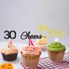 24 Pcs Cheers and Beers to 30 Years Cupcake Toppers Gold Glitter Beer Mug 30th Birthday 30 & Fabulous Thirty Anniversary Party Cake Decorations Supplies view 4
