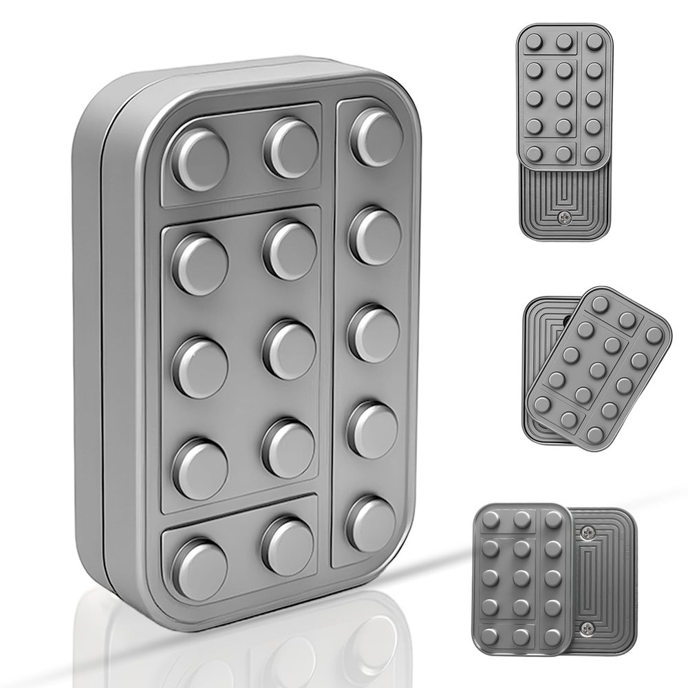 Alloy Silver Fidget Slider-Block Style,Unrestricted Sliding,Enhanced Focus,Anxiety Relief,Compact Fidget Toy for Adult