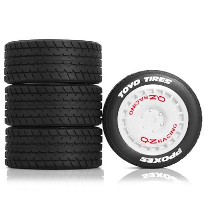 1/14 RC On-Road Drift Wheel Tires 2.36in OD Tamiya M-Chassis Tread Tyres w/Foam 12mm Hex Fit for Tamiya M08/05/06 MF-01X 1/14 Hyper 14303 14304 14210 (White)