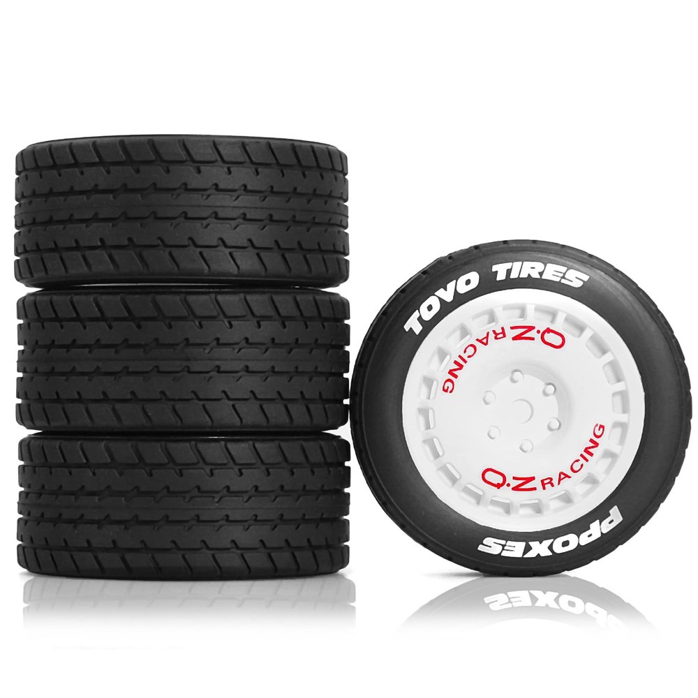 1/14 RC On-Road Drift Wheel Tires 2.36in OD Tamiya M-Chassis Tread Tyres w/Foam 12mm Hex Fit for Tamiya M08/05/06 MF-01X 1/14 Hyper 14303 14304 14210 (White)