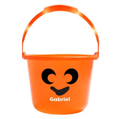 Let's Make Memories Personalized Halloween Trick or Treat Bucket - Candy Bag for Kids - Illuminated Handle for Safety - Personalize with Name - Ghost