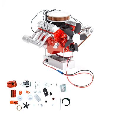1/6 V8 Engine Model, 3D Printed Simulated Electric Mechanical DIY Assembly Internal Combustion Engine Kit, Desktop Vintage Collectible Ornament Educational Experiment