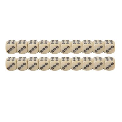 20 Pcs Six Sided Dice 16mm White Pearl Circle Dots Math Games Teaching Set