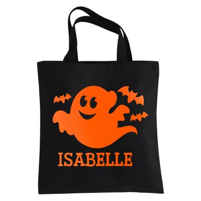 Let's Make Memories Personalized Halloween Trick or Treat Bag for Kids - Reflective Candy Bag for Safety - Personalize with Name - Ghost
