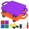 2 Pcs Sports Scooter Board with HandlesSitting Scooter Board for Kids Children Gym Indoor Outdoor ActivitiesEquipped with Various Skateboard Accessories (Orange,Purple) view 1