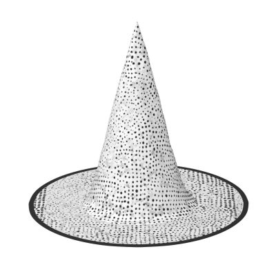 JEKYDOSD Black And White Dots Print Halloween Hat Spooky Party Accessory, Carnivals Masquerade Balls
