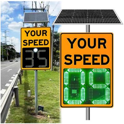 Solar Radar Speed Limit Sign with Full Accessories, Remote Control Adjustable Speed Limit Sign with Radar and Camera, Easy Mount Weatherproof Road Safety Traffic Signs Orange-19.727.5in/50x70cm