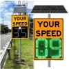 Solar Radar Speed Limit Sign with Full Accessories, Remote Control Adjustable Speed Limit Sign with Radar and Camera, Easy Mount Weatherproof Road Safety Traffic Signs Orange-19.727.5in/50x70cm view 1