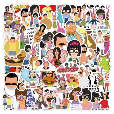100pcs Bobs Cartoon Burgers Sticker for Adult, Bobs Stickers for Teen Girl, Waterproof Vinyl Sticker for Water Bottle Laptop Phone Party Favors (White)
