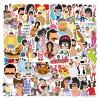 100pcs Bobs Cartoon Burgers Sticker for Adult, Bobs Stickers for Teen Girl, Waterproof Vinyl Sticker for Water Bottle Laptop Phone Party Favors (White) view 1