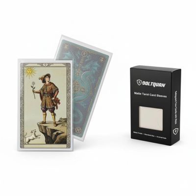 Boltquan Matte Tarot Card Sleeves  100CT Clear Front & Non-Glare Back, Fits Standard Tarot & 40K Sized Cards (70120 mm)  Durable Protective Sleeves for Deck Building, Shuffling & Storage