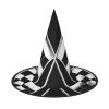 JEKYDOSD Black White Formula Checkered Flags Pattern Print Halloween Hat Spooky Party Accessory, Carnivals Masquerade Balls view 1