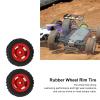 2Pcs Set 50mm Wheel Rim Rubber Tire Metal Tyre Set High Performance Upgrade Parts for Axial SCX24 1/24 RC Car Aluminum Alloy Rubber Material (Red) view 3