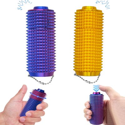 2pc Pain Stim Fidget Roller for Adults Office Desk, New Updated Click Button, Spinner, Spikey Fidget Toys Little Ouchies Multi Play Fidget Toy, 3D Printed Spiky (Laser Purple and Gold)