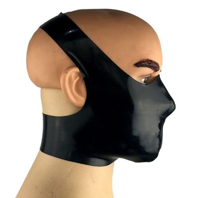 monbvxcerk Black Latex Mask Cross Mouth Cover Mask with Handmade for Catsuit Cosplay (XXL)