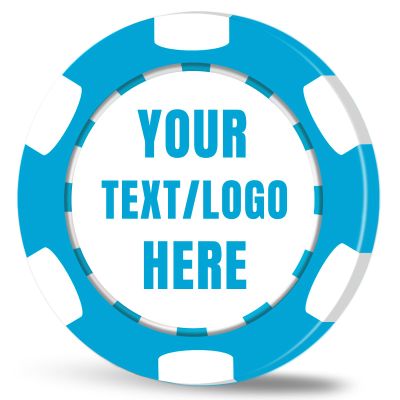 50-500PCS Personalized Clay Poker Chips| 12 Grams Custom with Logo, Text|Double-Sided Full-Color Printing|Perfect for Bar Tokens, Golf Markers, Wedding Favors,Casino Night (C,Light Blue)