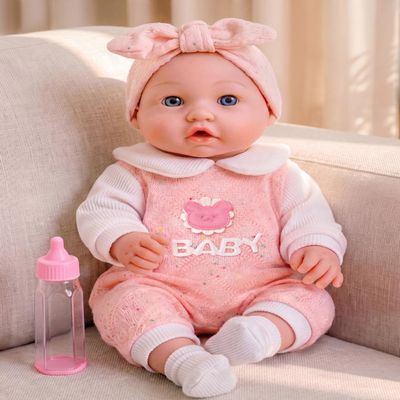 DONTNO Realistic 12" Baby Doll with Pacifier & Bottle, Soft Lifelike Newborn Doll for Toddlers, Pretend Play Toy Gift for Kids 3+