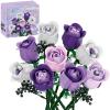 ENJBRICK Pink & Purple Roses Flower Bouquet Building Set, Everlasting Botanical Collection for Adults, Aesthetic Home Decor & Romantic Gift for Women, Anniversary 615Pcs view 1