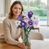 ENJBRICK Pink & Purple Roses Flower Bouquet Building Set, Everlasting Botanical Collection for Adults, Aesthetic Home Decor & Romantic Gift for Women, Anniversary 615Pcs view 4