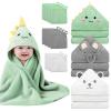 14 PCS Baby Towels, 3 PCS Soft Hooded Baby Towels & 11 PCS Washcloths, Baby Bath Towels for Newborns, Infants & Toddlers, Ultra Absorbent, Cute Baby Towel Gift for Boys & Girls view 1