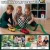 15.75 Ft Flex Track for Kids, Flexible Race Track Compatible with Hot Wheels and Diecast 1/64th Cars, Roll-Up Portable Race Car Ramp Track with Suction Cups & Track Anchors & 4 Race Cars, Green view 2