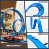 15.75 Ft Flex Track for Kids, Flexible Race Track Compatible with Hot Wheels and Diecast 1/64th Cars, Roll-Up Portable Race Car Ramp Track with Suction Cups & Track Anchors & 4 Race Cars, Blue view 2