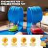 15.75 Ft Flex Track for Kids, Flexible Race Track Compatible with Hot Wheels and Diecast 1/64th Cars, Roll-Up Portable Race Car Ramp Track with Suction Cups & Track Anchors & 4 Race Cars, Blue view 3