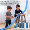 15.75 Ft Flex Track for Kids, Flexible Race Track Compatible with Hot Wheels and Diecast 1/64th Cars, Roll-Up Portable Race Car Ramp Track with Suction Cups & Track Anchors & 4 Race Cars, Blue view 4